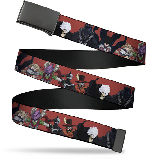 Web Belt Blank Black Buckle - My Hero Academia Villains Group Pose Red Webbing Web Belts Crunchyroll   