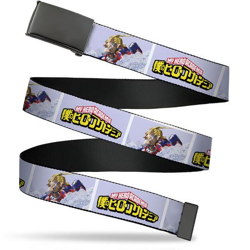 Web Belt Blank Black Buckle - MY HERO ACADEMIA All Might Profile and Title Logo Blocks Grays Webbing Web Belts Crunchyroll   