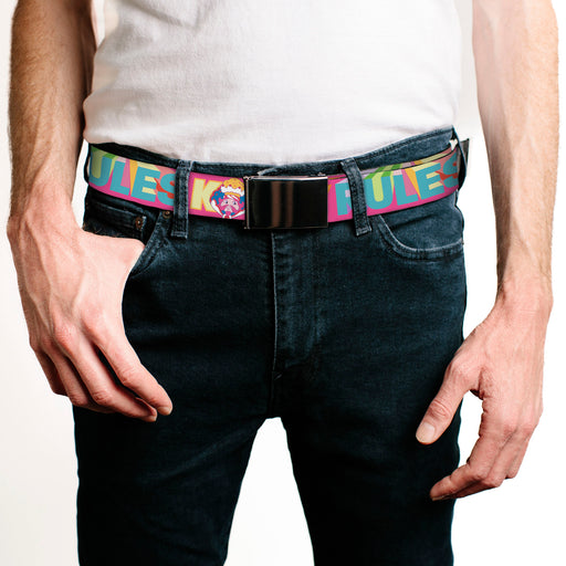 Web Belt Blank Black Buckle - Candy Land KANDY RULES King Kandy Face Red/Multi Color Webbing Web Belts Hasbro   