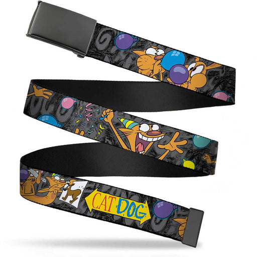 Black Buckle Web Belt - CatDog Party/Balloons/CATDOG Logo Gray/Black/Multi Color Webbing Web Belts Nickelodeon   