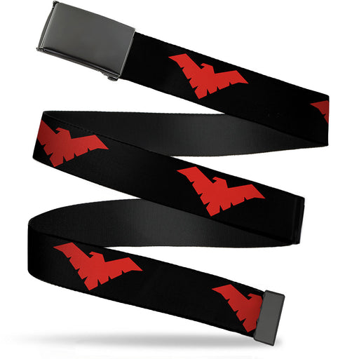 Black Buckle Web Belt - Nightwing Logo Black/Red Webbing Web Belts DC Comics   