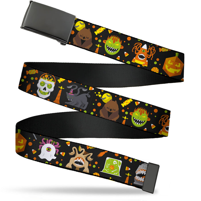 Web Belt Blank Black Buckle - Dungeons & Dragons Halloween Icons and Candy Collage Black/Orange Webbing Web Belts Wizards of the Coast   