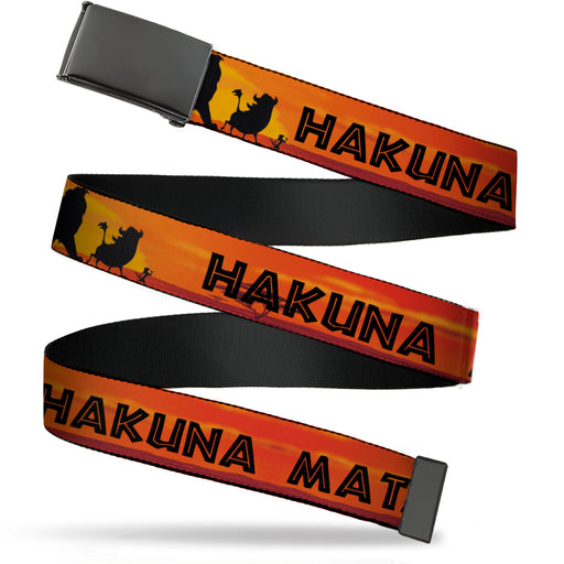 Web Belt Blank Black Buckle - Lion King HAKUNA MATATA Sunset Oranges/Black Webbing Web Belts Disney   