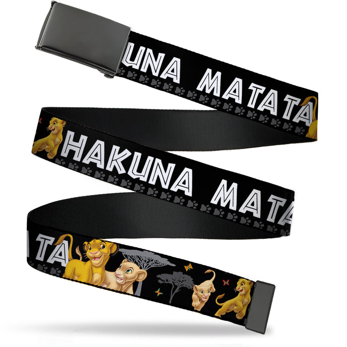 Web Belt Blank Black Buckle - Lion King Simba & Nala HAKUNA MATATA Webbing Web Belts Disney   