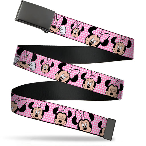 Web Belt Blank Black Buckle - Minnie Mouse Expressions Polka Dot Pink/White Webbing Web Belts Disney   