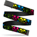 Black Buckle Web Belt - Mickey Expressions/Paint Splatter Black/Multi Neon Webbing Web Belts Disney   