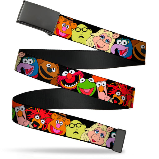 Web Belt Blank Black Buckle - Muppets Faces Black Webbing Web Belts Disney   
