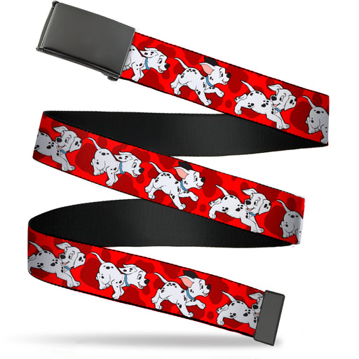 Web Belt Blank Black Buckle - Dalmatians Running/Paws Reds/White/Black Webbing Web Belts Disney   