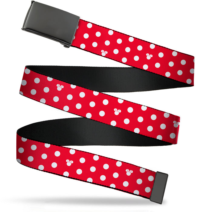 Web Belt Blank Black Buckle - Minnie Mouse Polka Dot/Mini Silhouette Red/White Webbing Web Belts Disney   