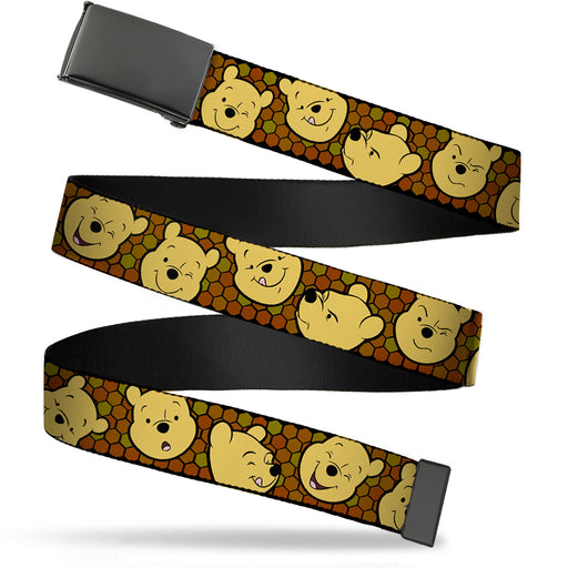 Web Belt Blank Black Buckle - Winnie the Pooh Expressions/Honeycomb Black/Browns Webbing Web Belts Disney   