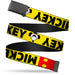 Black Buckle Web Belt - MICKEY Smiling Up Pose Flip/Buttons Yellow/Black/Red Webbing Web Belts Disney   
