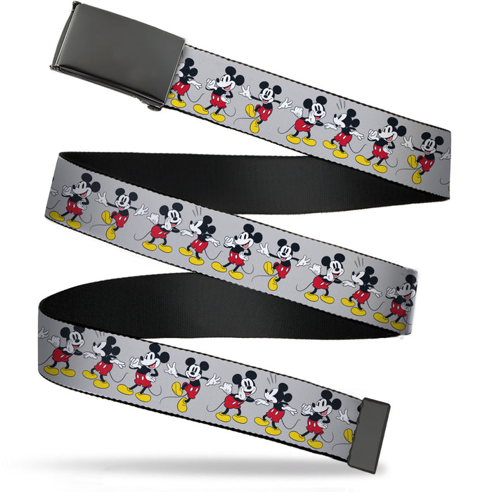Black Buckle Web Belt - Mickey Mouse 4-Poses Gray Webbing Web Belts Disney   