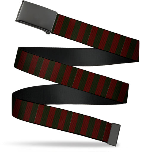 Web Belt Blank Black Buckle - A Nightmare on Elm Street Freddy Krueger Sweater Stripe Reds/Greens Webbing Web Belts Warner Bros. Horror Movies   