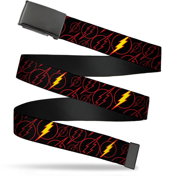 Black Buckle Web Belt - The Flash Logo13 Scattered Black/Red/Yellow Webbing Web Belts DC Comics   
