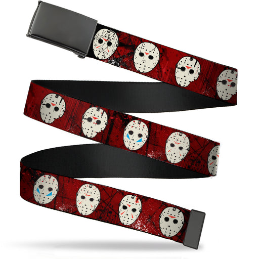 Web Belt Blank Black Buckle - Friday the 13th Hockey Mask Icons Reds Webbing Web Belts Warner Bros. Horror Movies   