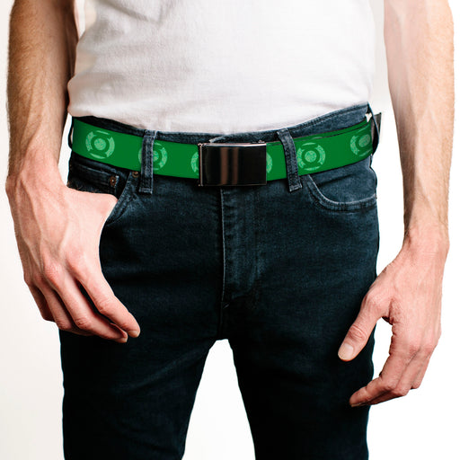 Web Belt Blank Black Buckle - Green Lantern Logo Weathered Greens Webbing Web Belts DC Comics   