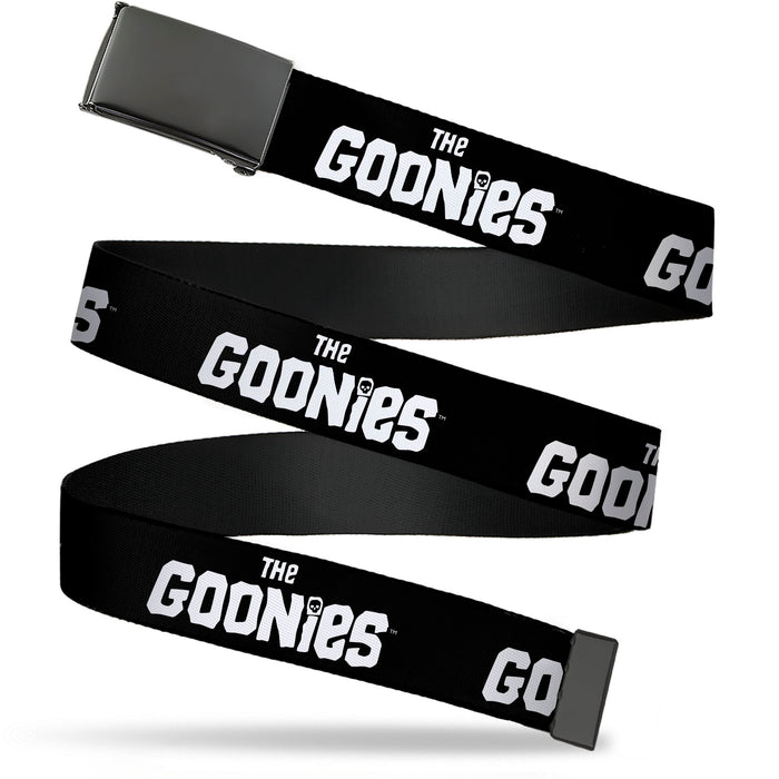 Web Belt Blank Black Buckle - THE GOONIES Title Logo Black/White Webbing Web Belts Warner Bros. Horror Movies   