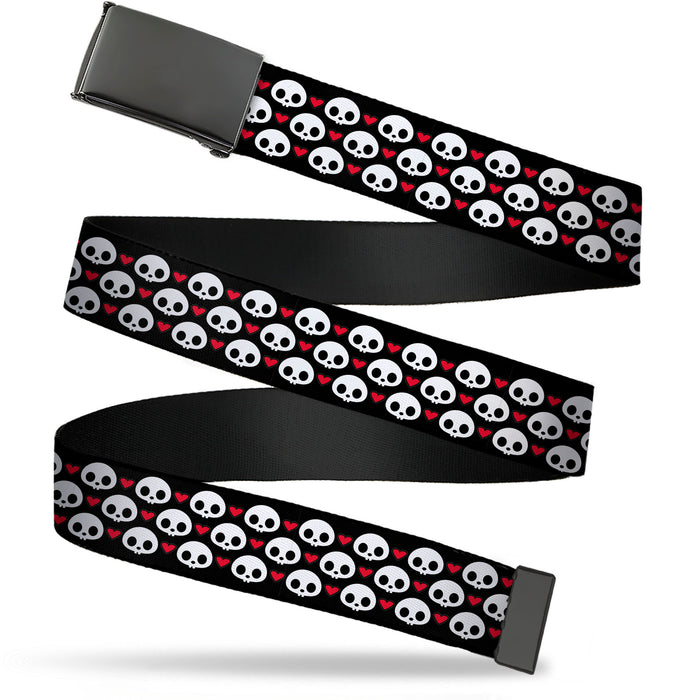 Web Belt Blank Black Buckle - Skelanimals Face Logo and Heart Black/White/Red Webbing Web Belts Hasbro   