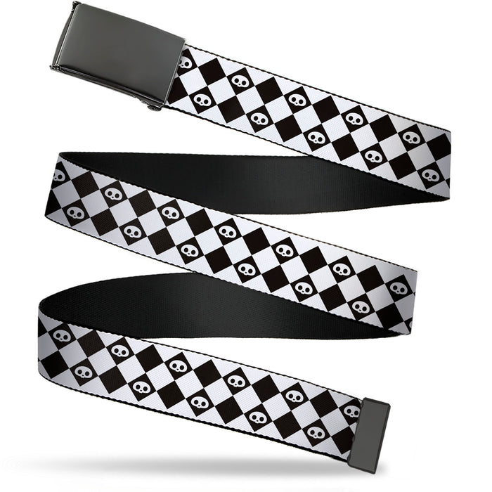 Web Belt Blank Black Buckle - Skelanimals Face Logo Checker White/Black Webbing Web Belts Hasbro   