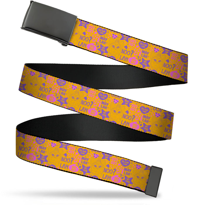 Web Belt Blank Black Buckle - Furby Furbish Phrases and Icons Orange/Pink/Purple Webbing Web Belts Hasbro   