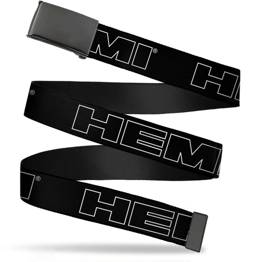 Black Buckle Web Belt - HEMI Bold Outline Black/White Webbing Web Belts Hemi   