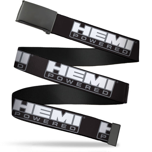 Black Buckle Web Belt - HEMI POWERED Logo Black/Gray/White Webbing Web Belts Hemi   