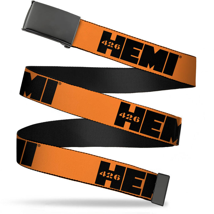 Black Buckle Web Belt - HEMI 426 Logo Repeat Orange/Black Webbing Web Belts Hemi   