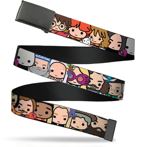 Web Belt Blank Black Buckle - Harry Potter Chibi Charm Character Faces Close-Up Webbing Web Belts The Wizarding World of Harry Potter   