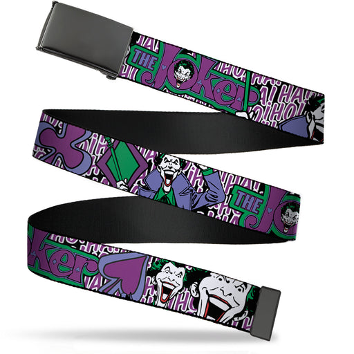 Web Belt Blank Black Buckle - Joker Face/Logo/Spades Black/White/Purple Webbing Web Belts DC Comics   