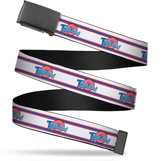 Black Buckle Web Belt - Space Jam TUNE SQUAD Logo Stripe White/Red/Blue Webbing Web Belts Looney Tunes   