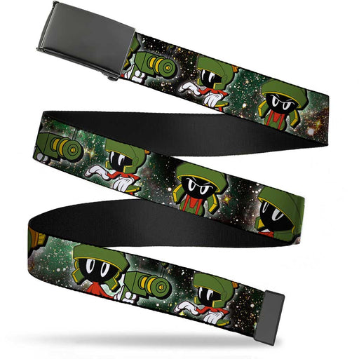 Black Buckle Web Belt - Marvin the Martian 4-Poses Galaxy Webbing Web Belts Looney Tunes   