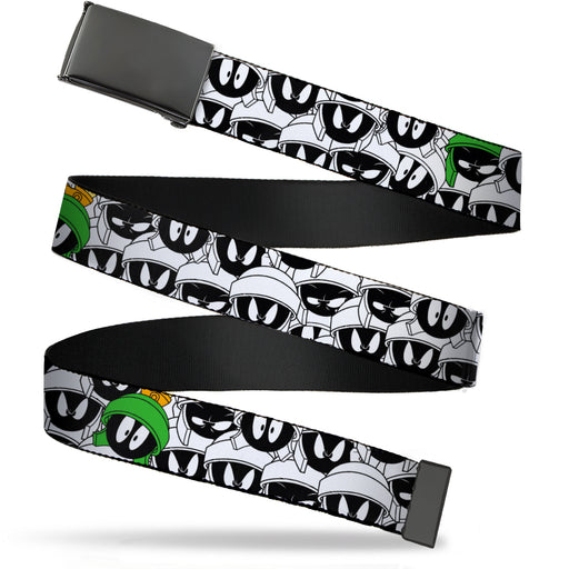 Black Buckle Web Belt - Marvin the Martian Expressions Stacked White/Black/Green/Gold Webbing Web Belts Looney Tunes   