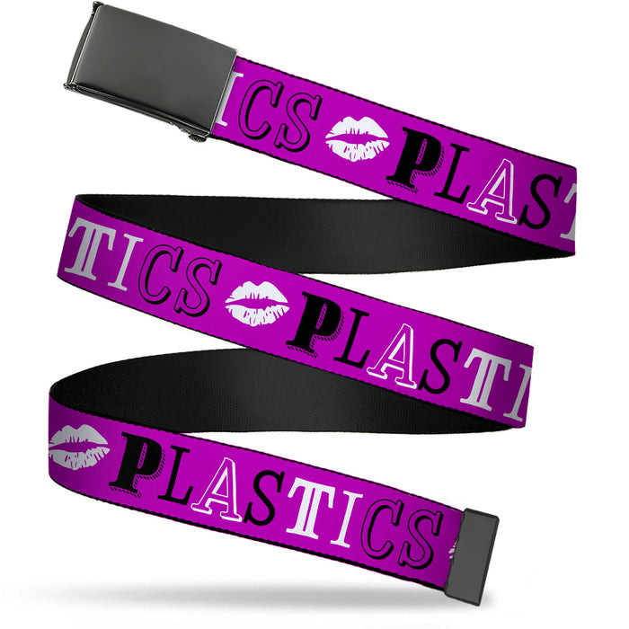 Web Belt Blank Black Buckle - Mean Girls PLASTICS Collage Pink/Black/White Webbing Web Belts Paramount Pictures   