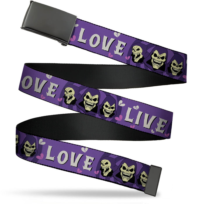 Web Belt Blank Black Buckle - Masters of the Universe Skeletor LIVE LOVE Expressions Purples/White Webbing Web Belts Mattel   