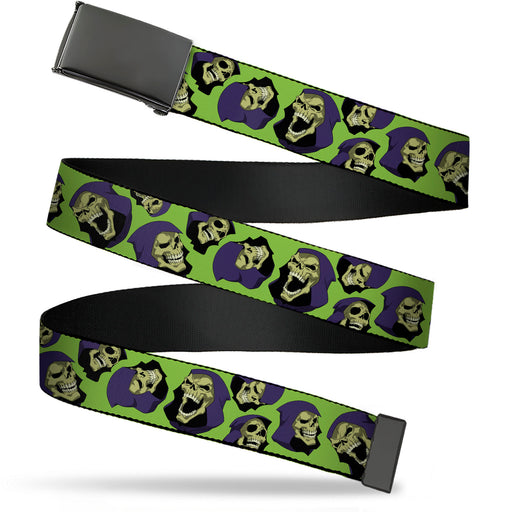 Web Belt Blank Black Buckle - Masters of the Universe Skeletor Expressions Scattered Green Webbing Web Belts Mattel   