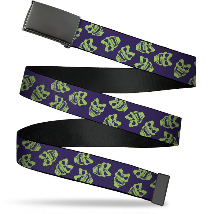 Web Belt Blank Black Buckle - Masters of the Universe Skeletor Expressions Scattered Purple/Green Webbing Web Belts Mattel   