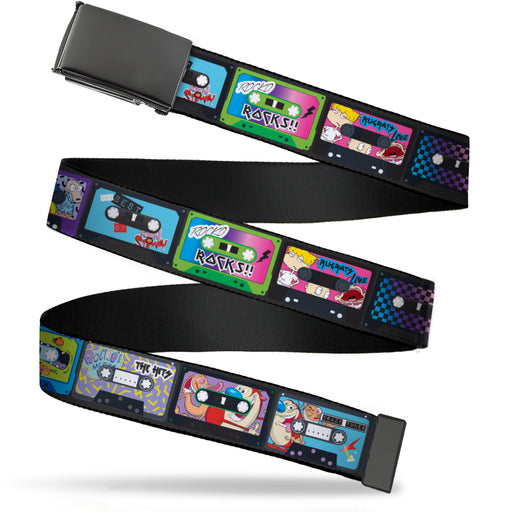 Black Buckle Web Belt - Nick 90's Rewind 13-Mash Up Cassette Tapes Black Webbing Web Belts Nickelodeon   