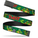 Black Buckle Web Belt - Classic Teenage Mutant Ninja Turtles Group Pose2/TMNT Green Brick Wall Webbing Web Belts Nickelodeon   