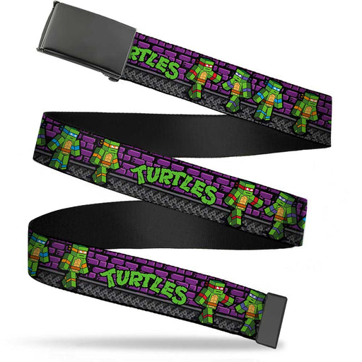 Black Buckle Web Belt - Classic Teenage Mutant Ninja Turtles Block Poses/TURTLES Purple/Grays Webbing Web Belts Nickelodeon   
