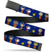 Web Belt Blank Black Buckle - Peanuts Gang Astronauts Standing Poses Stars Blue/White Webbing Web Belts Peanuts Worldwide LLC   