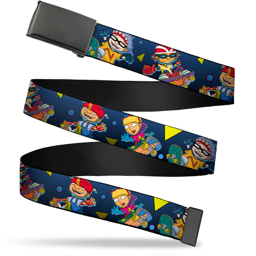 Web Belt Blank Black Buckle - Rocket Power 4-Character Action Poses/Shapes Cool Gray/Multi Color Webbing Web Belts Nickelodeon   