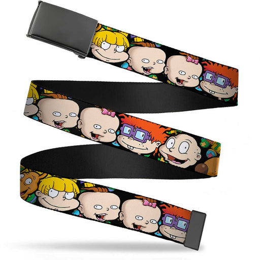 Black Buckle Web Belt - Rugrats Character Faces CLOSE-UP Webbing Web Belts Nickelodeon   