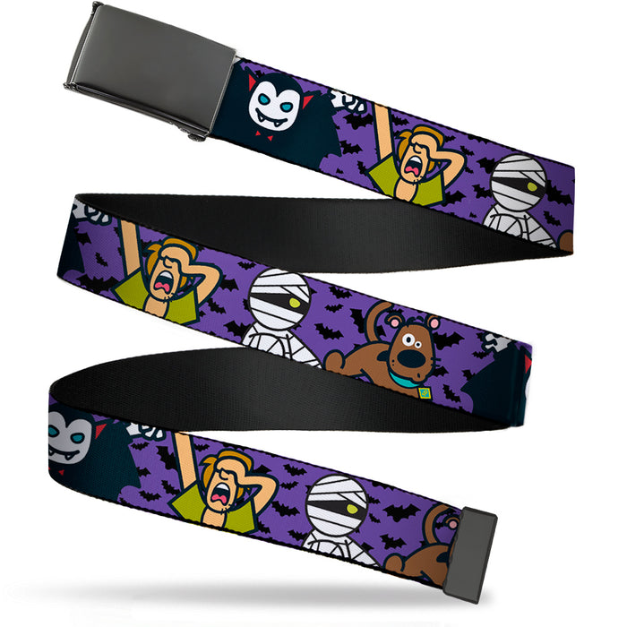 Black Buckle Web Belt - Mini Scooby Doo Halloween/Bats Purple/Black Webbing Web Belts Scooby Doo   
