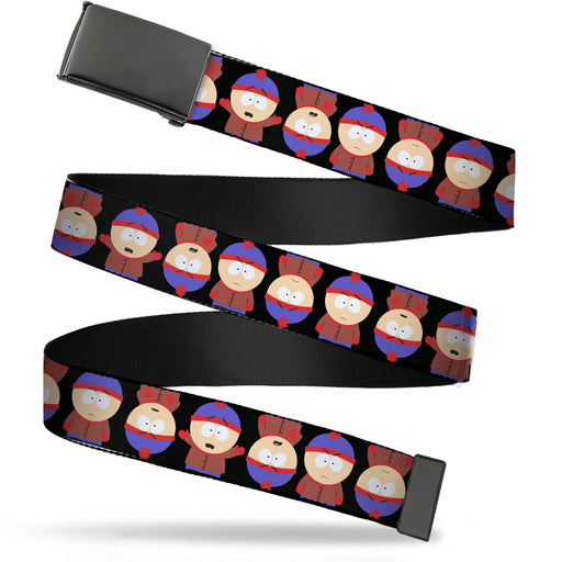Web Belt Blank Black Buckle - South Park Stan Flip Poses Black Webbing Web Belts Comedy Central   
