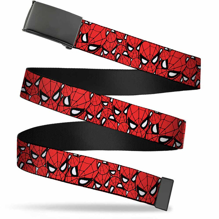 Web Belt Blank Black Buckle - Spider-Man Stacked Webbing Web Belts Marvel Comics   