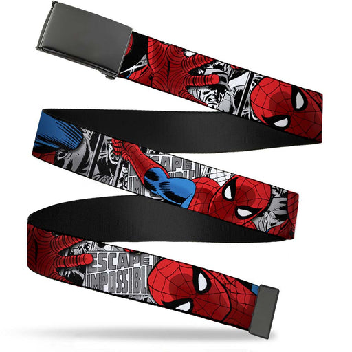 Black Buckle Web Belt - Spider-Man Action ESCAPE IMPOSSIBLE Gray Webbing Web Belts Marvel Comics   