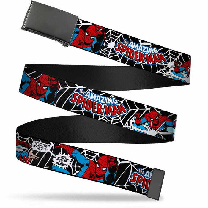 Black Buckle Web Belt - Spider-Man in Action2 w/AMAZING SPIDER-MAN Webbing Web Belts Marvel Comics   