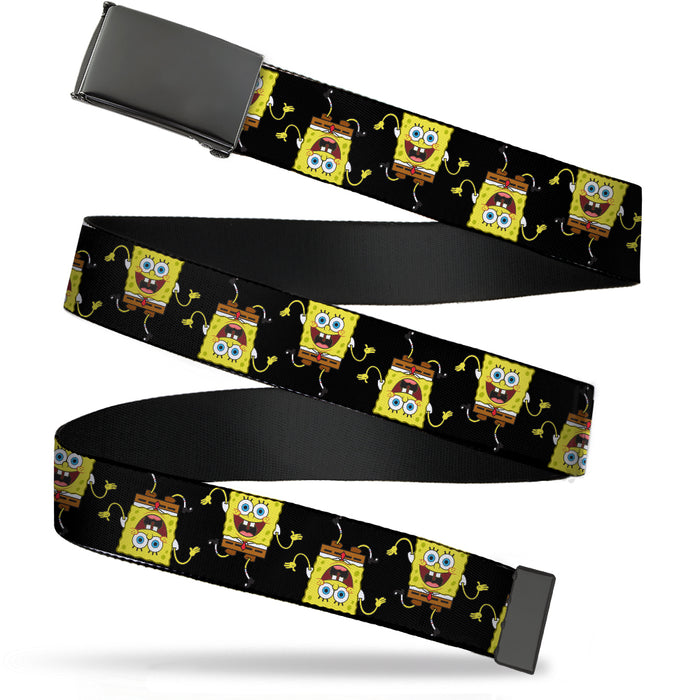 Black Buckle Web Belt - SpongeBob Wavy Arm Pose Flip Black Webbing Web Belts Nickelodeon   