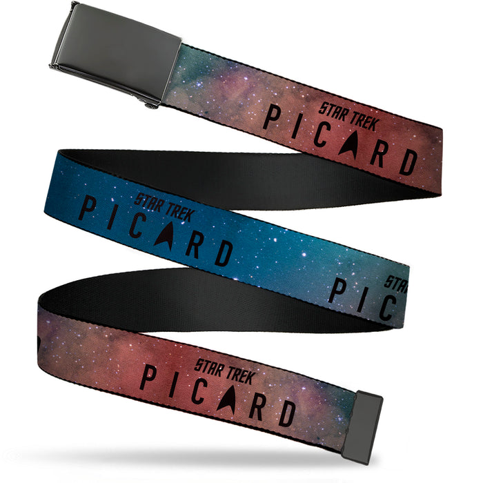 Web Belt Blank Black Buckle - STAR TREK PICARD Title Logo Galaxy/Black Webbing Web Belts CBS Studios Inc.   