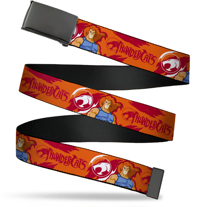 Web Belt Blank Black Buckle - THUNDERCATS Lion-O Pose and Title Logo Orange/Red/White Webbing Web Belts ThunderCats   